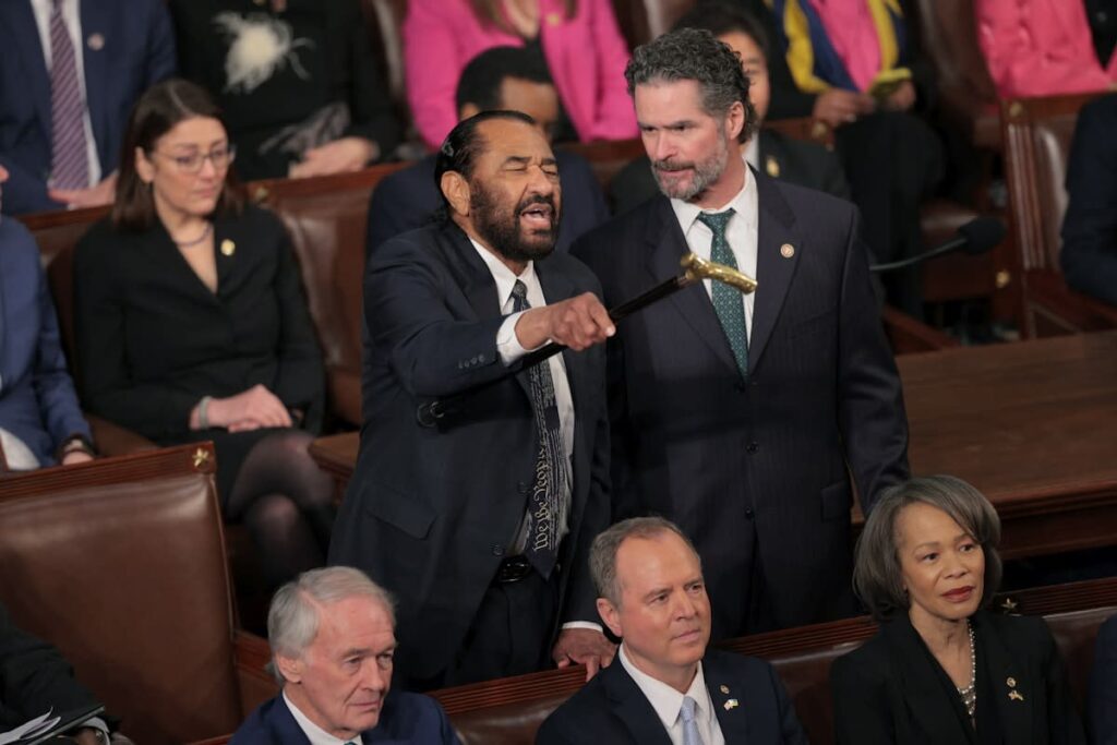 Al Green, other Democrats protest during Trump's address